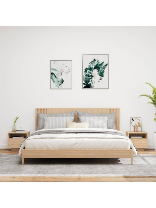 Naktinės spintelės su LED, 2vnt., ąžuolo, 40x39x37cm
