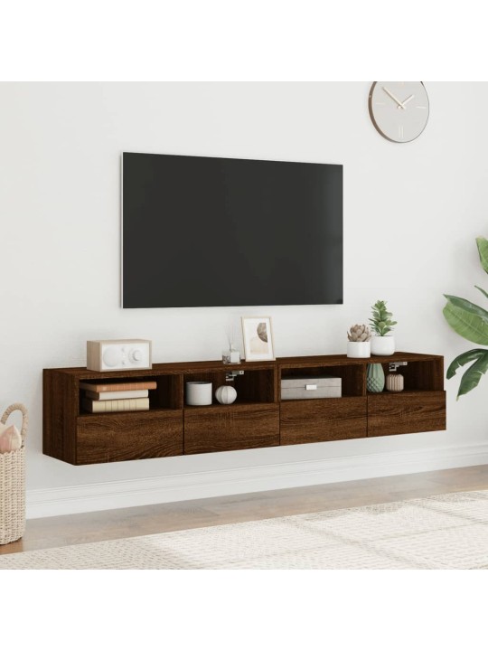 Sieninės TV spintelės, 2vnt., rudos ąžuolo, 80x30x30cm, mediena