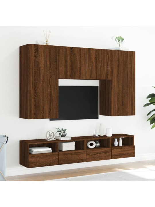 Sieninės TV spintelės, 2vnt., rudos ąžuolo, 80x30x30cm, mediena