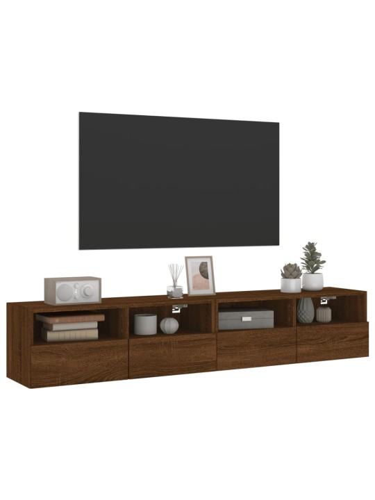 Sieninės TV spintelės, 2vnt., rudos ąžuolo, 80x30x30cm, mediena