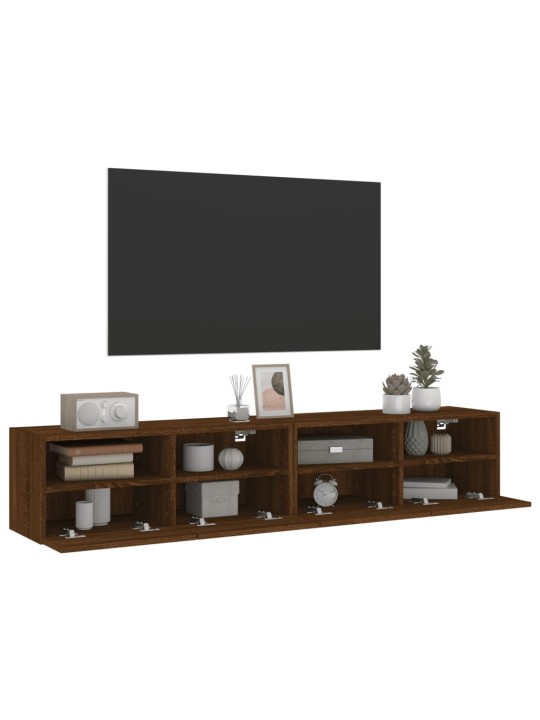 Sieninės TV spintelės, 2vnt., rudos ąžuolo, 80x30x30cm, mediena