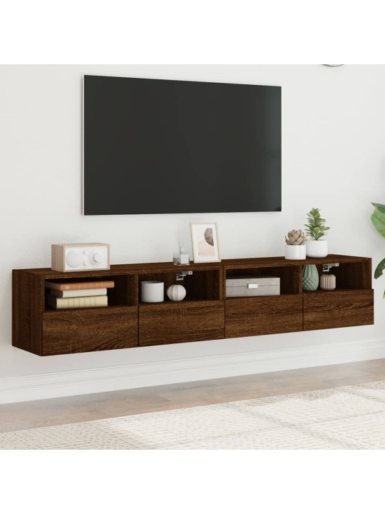 Sieninės TV spintelės, 2vnt., rudos ąžuolo, 80x30x30cm, mediena