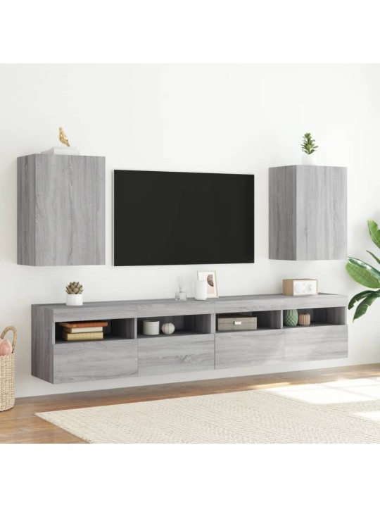 Sieninės TV spintelės, 2vnt., pilkos, 40,5x30x60cm, mediena