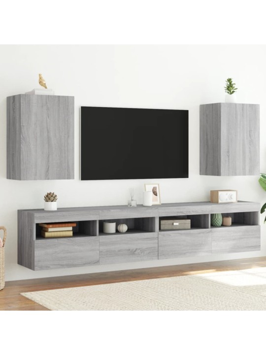 Sieninės TV spintelės, 2vnt., pilkos, 40,5x30x60cm, mediena