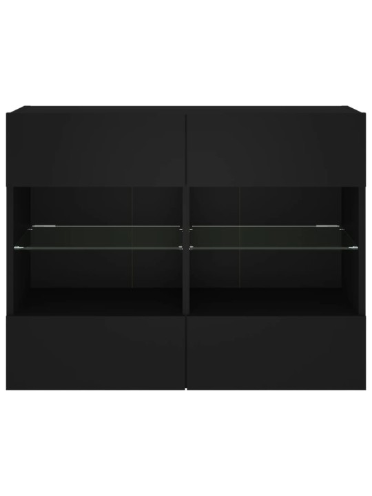 Sieninė TV spintelė su LED lemputėmis, juoda, 78,5x30x60,5cm