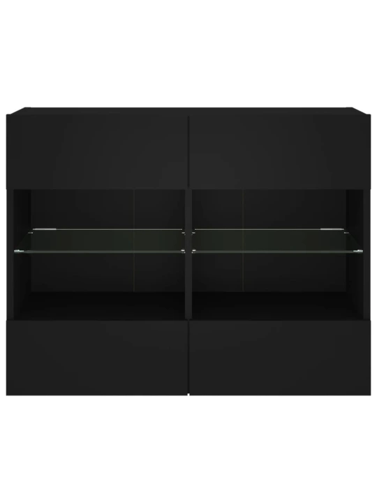 Sieninė TV spintelė su LED lemputėmis, juoda, 78,5x30x60,5cm