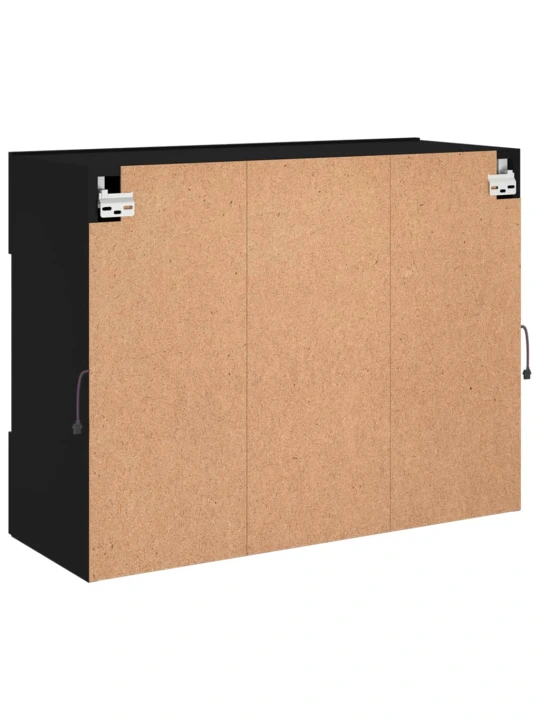 Sieninė TV spintelė su LED lemputėmis, juoda, 78,5x30x60,5cm