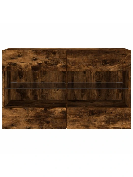 Sieninė TV spintelė su LED lemputėmis, dūminė, 98,5x30x60,5cm
