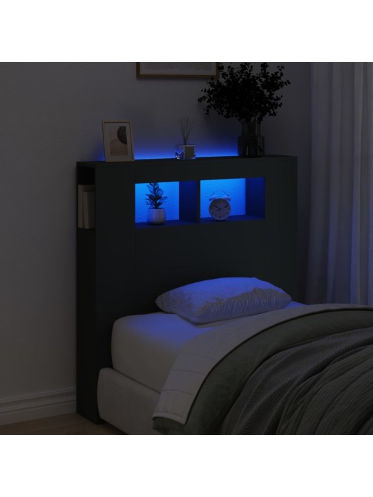 LED galvūgalis, juodas, 100x18,5x103,5cm, apdirbta mediena