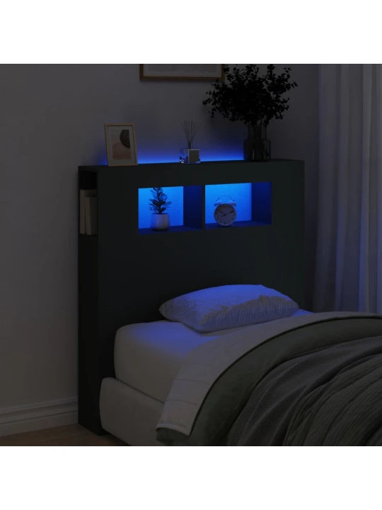 LED galvūgalis, juodas, 100x18,5x103,5cm, apdirbta mediena