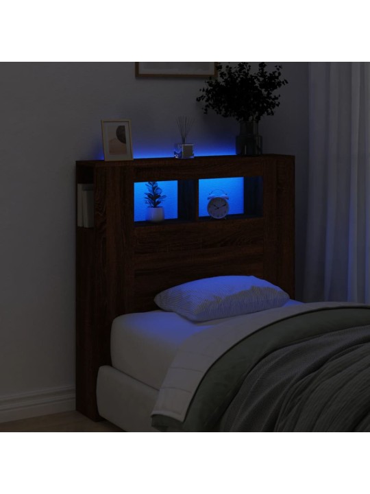 LED galvūgalis, rudas ąžuolo, 100x18,5x103,5cm, mediena