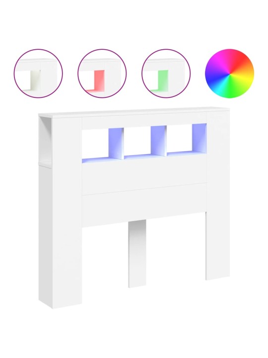 LED galvūgalis, baltas, 120x18,5x103,5cm, apdirbta mediena