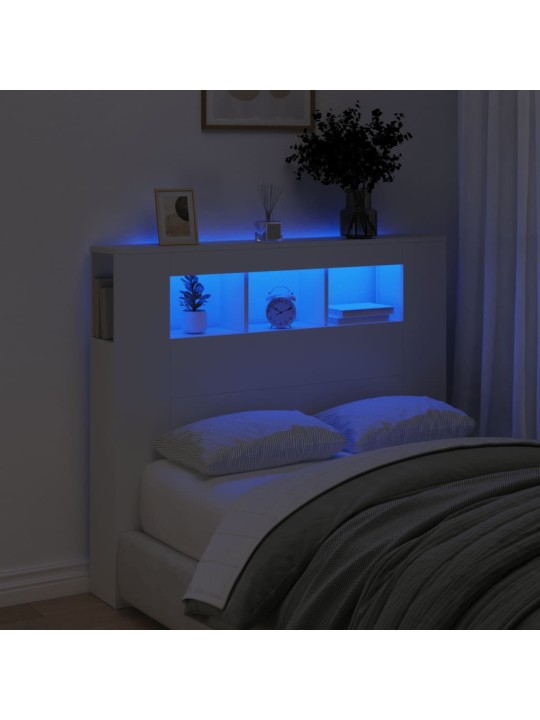 LED galvūgalis, baltas, 120x18,5x103,5cm, apdirbta mediena