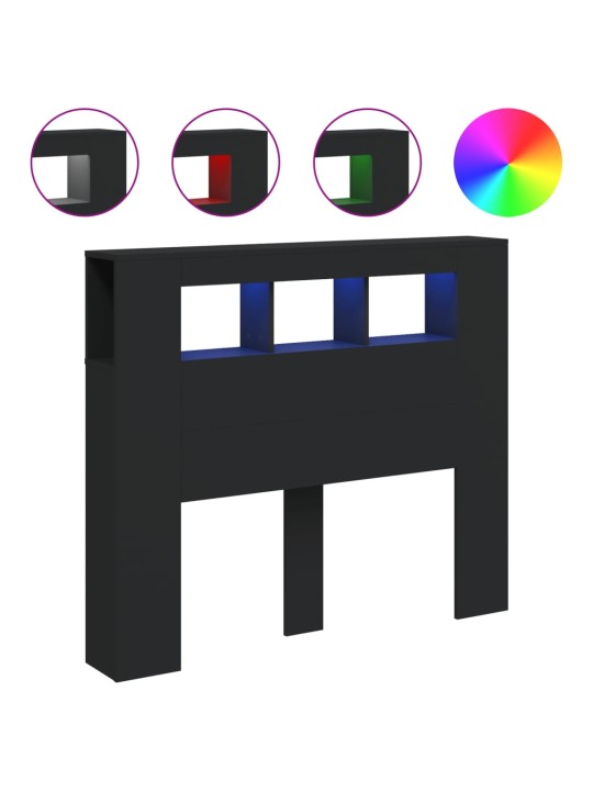 LED galvūgalis, juodas, 120x18,5x103,5cm, apdirbta mediena