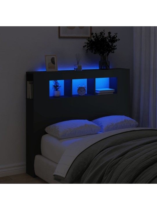 LED galvūgalis, juodas, 120x18,5x103,5cm, apdirbta mediena