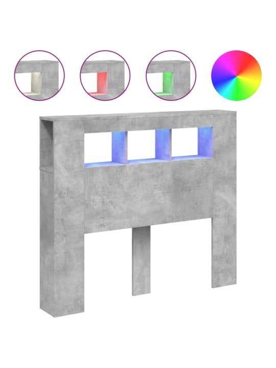 LED galvūgalis, betono, 120x18,5x103,5cm, apdirbta mediena
