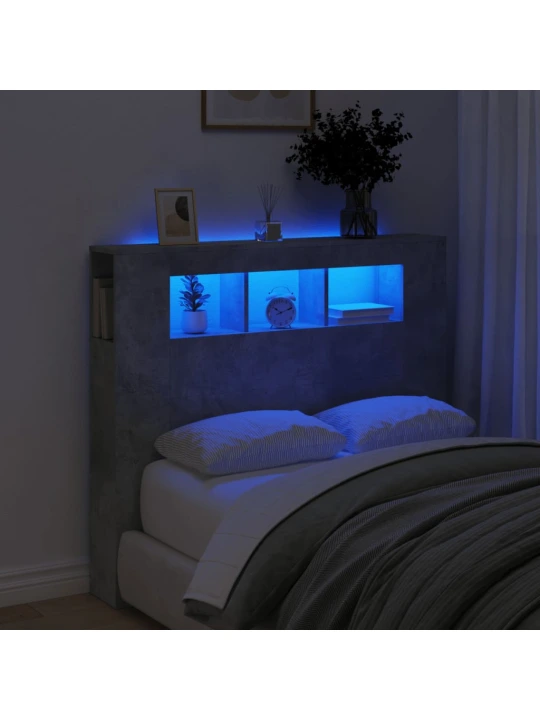 LED galvūgalis, betono, 120x18,5x103,5cm, apdirbta mediena