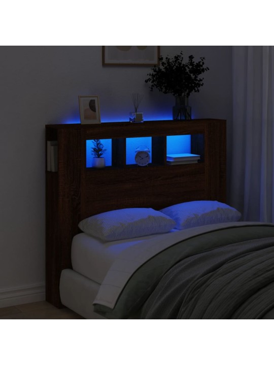 LED galvūgalis, rudas ąžuolo, 120x18,5x103,5cm, mediena