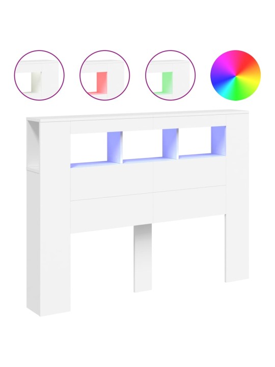 LED galvūgalis, baltas, 140x18,5x103,5cm, apdirbta mediena