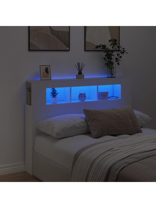 LED galvūgalis, baltas, 140x18,5x103,5cm, apdirbta mediena