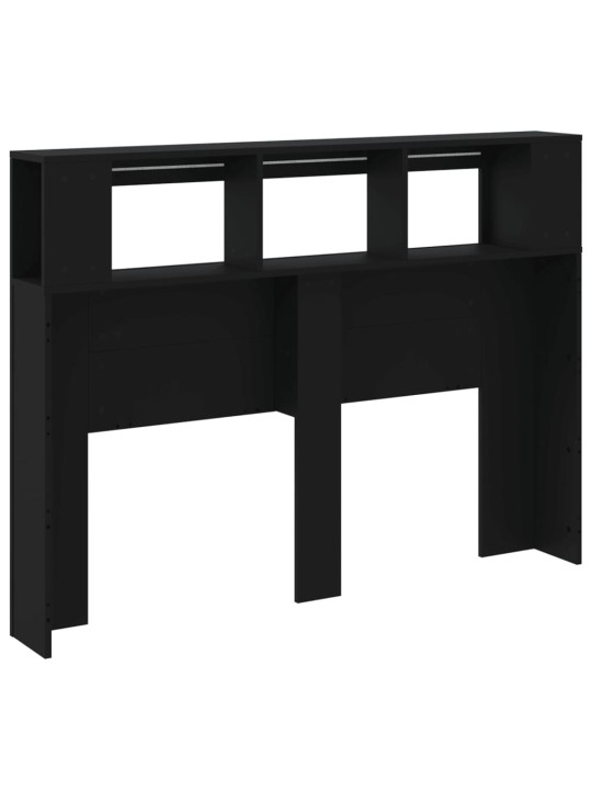 LED galvūgalis, juodas, 140x18,5x103,5cm, apdirbta mediena