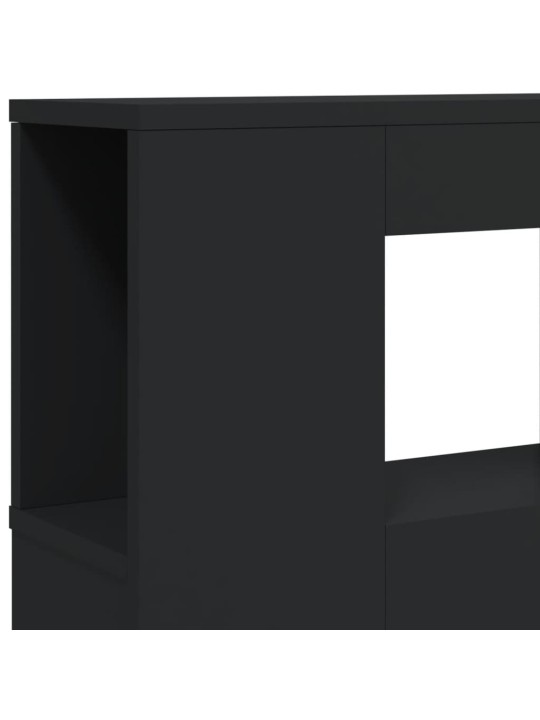 LED galvūgalis, juodas, 140x18,5x103,5cm, apdirbta mediena