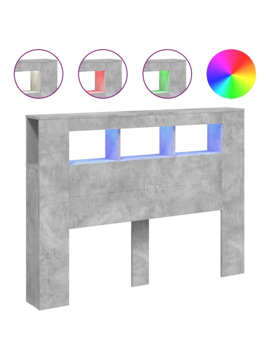 LED galvūgalis, betono, 140x18,5x103,5cm, apdirbta mediena