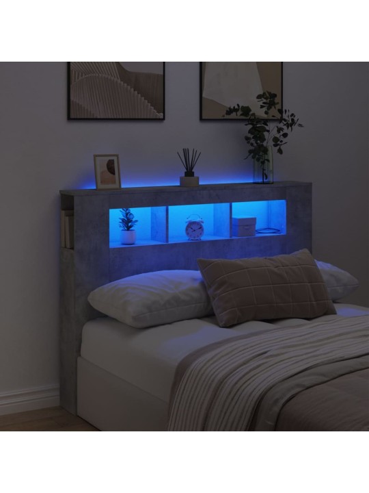 LED galvūgalis, betono, 140x18,5x103,5cm, apdirbta mediena