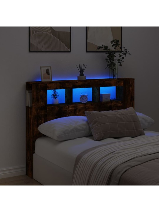 LED galvūgalis, dūminio ąžuolo, 140x18,5x103,5cm, mediena