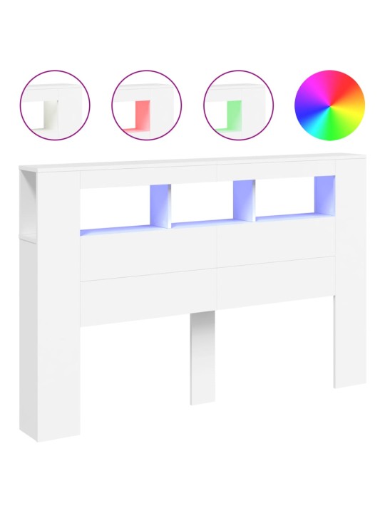 LED galvūgalis, baltas, 160x18,5x103,5cm, apdirbta mediena