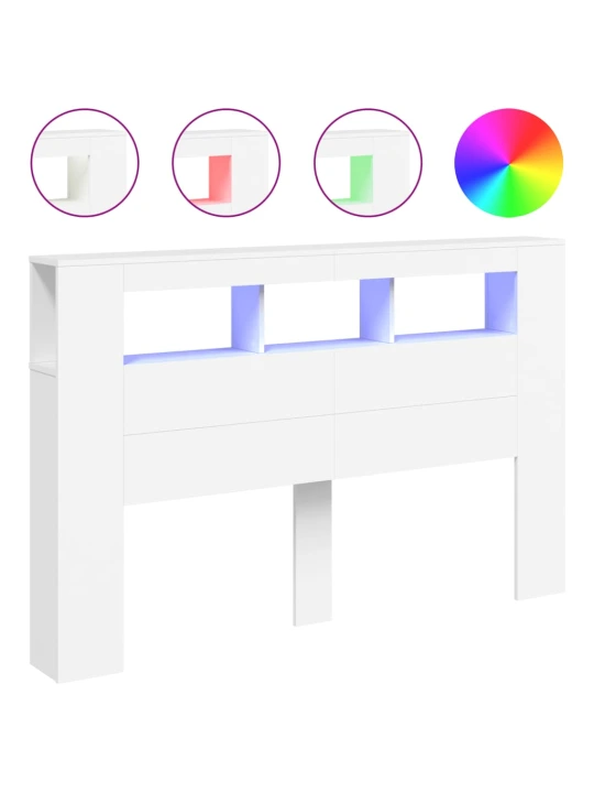 LED galvūgalis, baltas, 160x18,5x103,5cm, apdirbta mediena