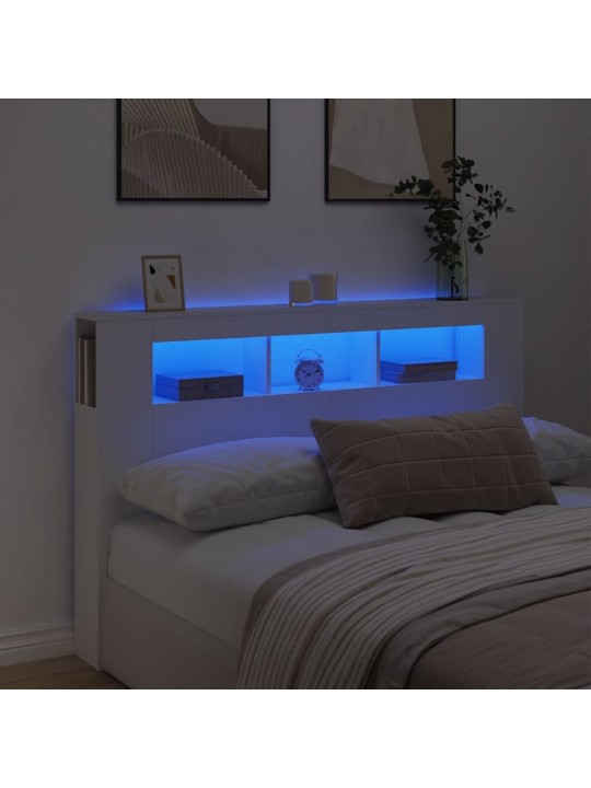 LED galvūgalis, baltas, 160x18,5x103,5cm, apdirbta mediena