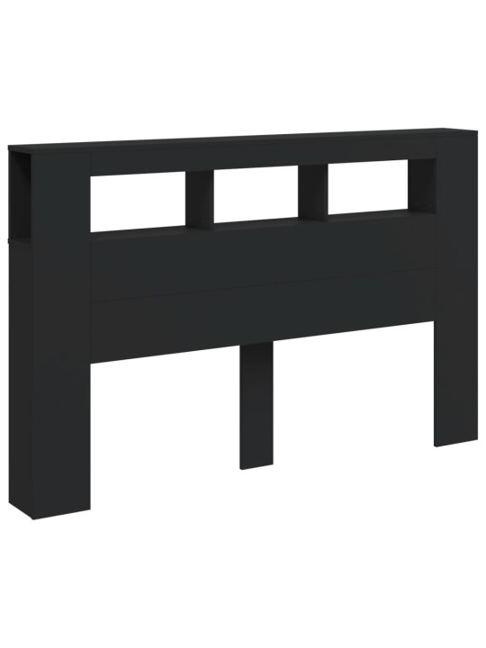 LED galvūgalis, juodas, 160x18,5x103,5cm, apdirbta mediena