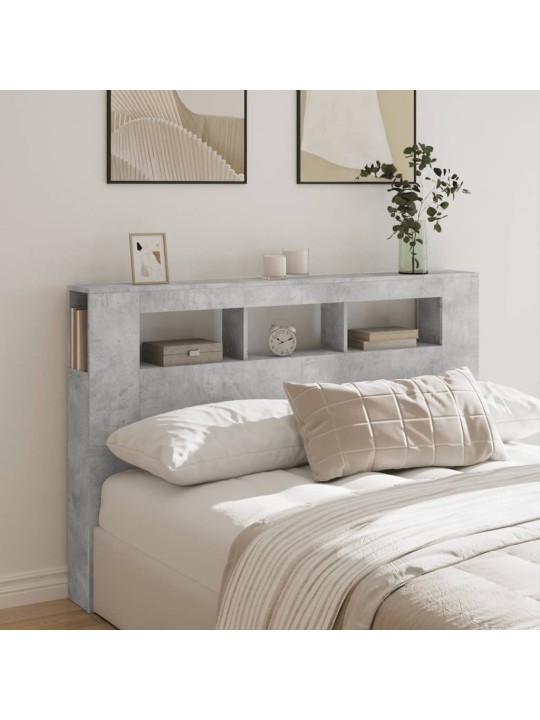 LED galvūgalis, betono, 160x18,5x103,5cm, apdirbta mediena