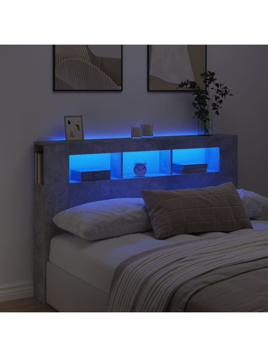 LED galvūgalis, betono, 160x18,5x103,5cm, apdirbta mediena