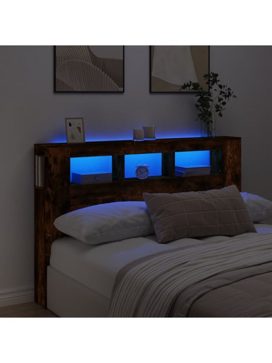 LED galvūgalis, dūminio ąžuolo, 160x18,5x103,5cm, mediena