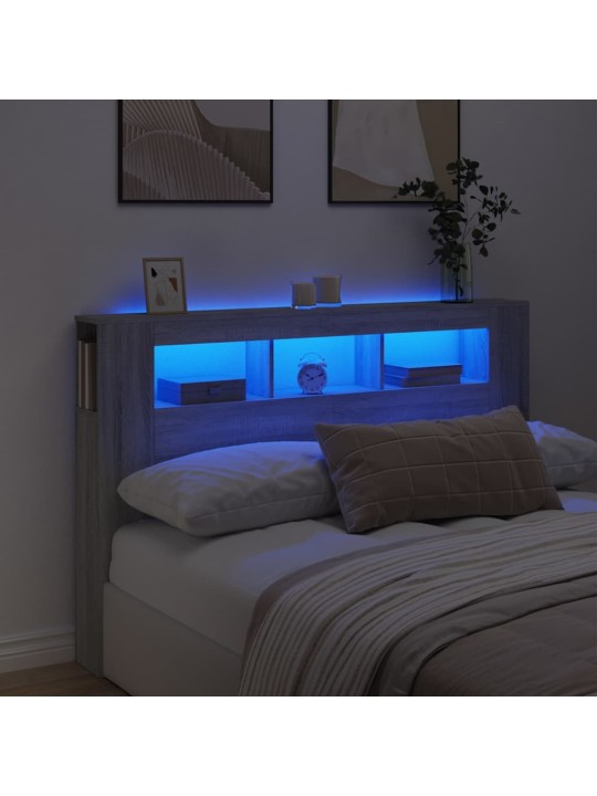 LED galvūgalis, pilkas ąžuolo, 160x18,5x103,5cm, mediena