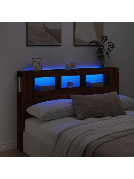 LED galvūgalis, rudas ąžuolo, 160x18,5x103,5cm, mediena