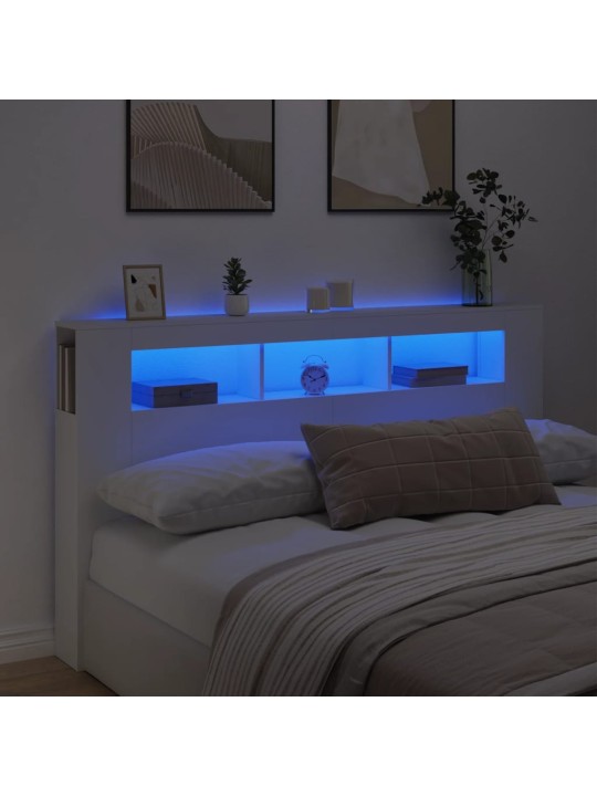 LED galvūgalis, baltas, 180x18,5x103,5cm, apdirbta mediena