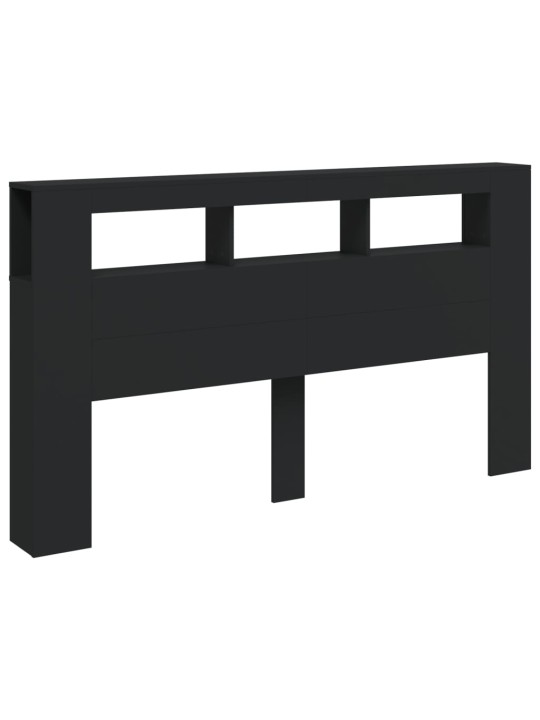 LED galvūgalis, juodas, 180x18,5x103,5cm, apdirbta mediena