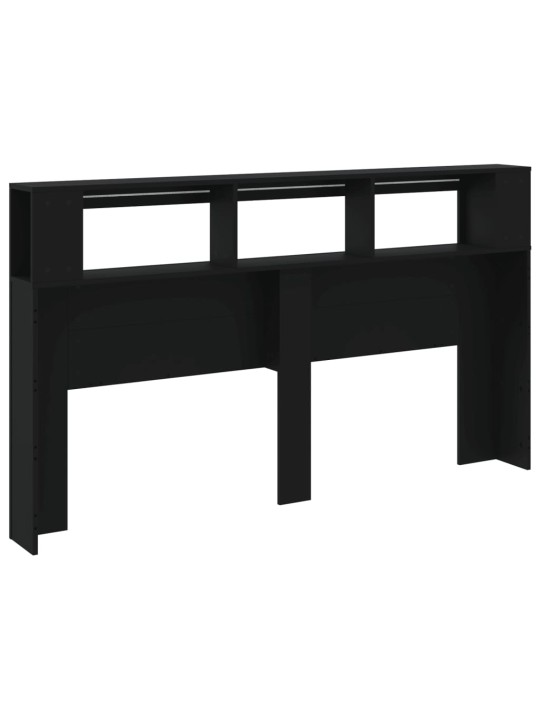 LED galvūgalis, juodas, 180x18,5x103,5cm, apdirbta mediena