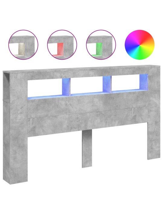 LED galvūgalis, betono, 180x18,5x103,5cm, apdirbta mediena