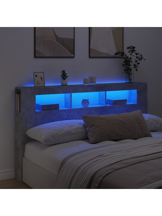 LED galvūgalis, betono, 180x18,5x103,5cm, apdirbta mediena