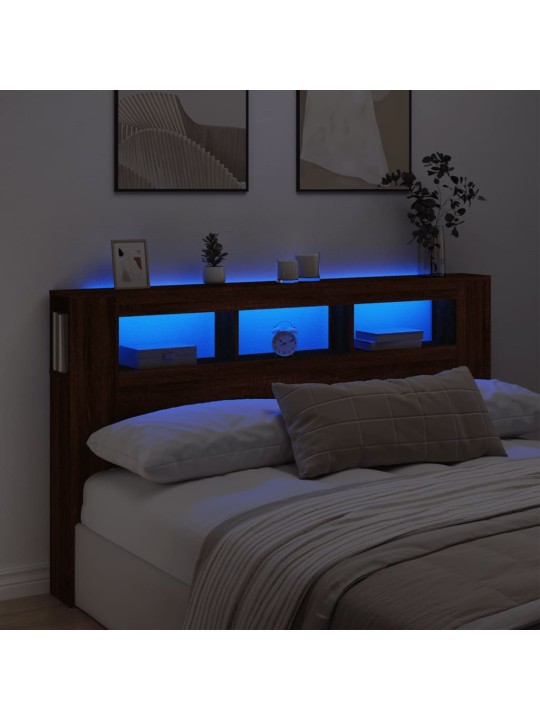LED galvūgalis, rudas ąžuolo, 180x18,5x103,5cm, mediena