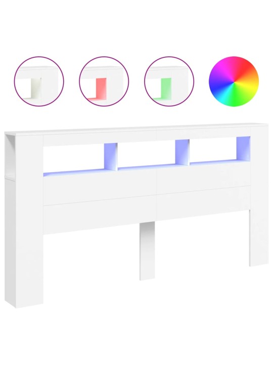 LED galvūgalis, baltas, 200x18,5x103,5cm, apdirbta mediena
