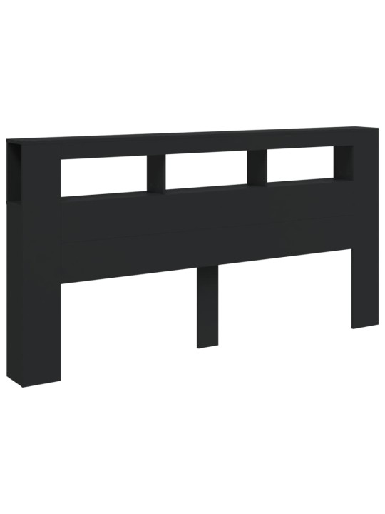 LED galvūgalis, juodas, 200x18,5x103,5cm, apdirbta mediena