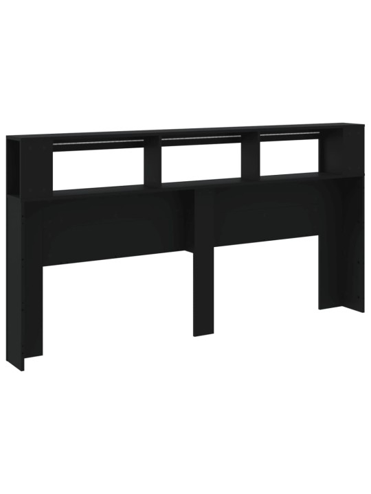 LED galvūgalis, juodas, 200x18,5x103,5cm, apdirbta mediena
