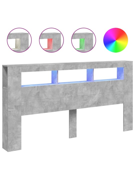 LED galvūgalis, betono, 200x18,5x103,5cm, apdirbta mediena