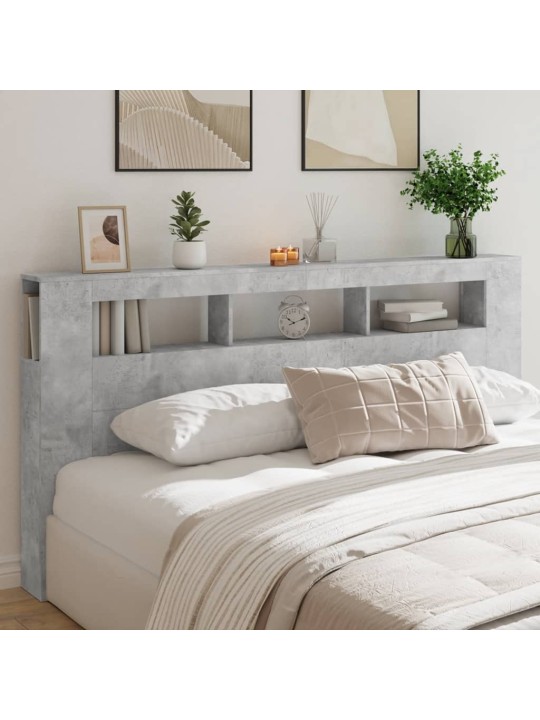 LED galvūgalis, betono, 200x18,5x103,5cm, apdirbta mediena