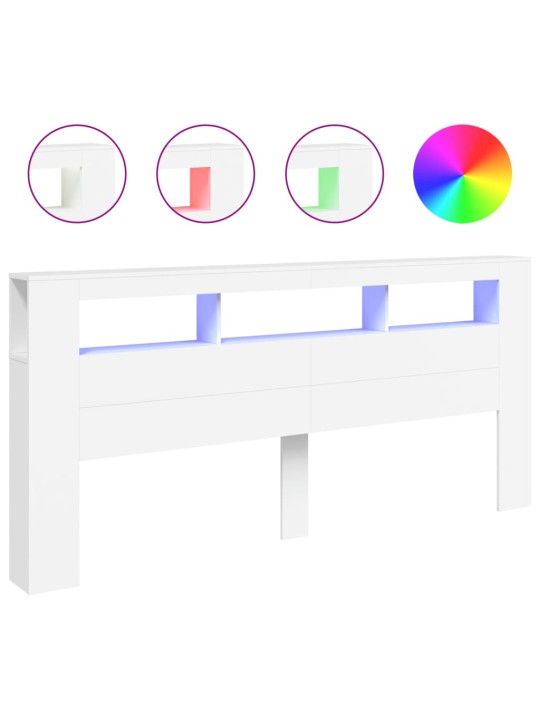 LED galvūgalis, baltas, 220x18,5x103,5cm, apdirbta mediena